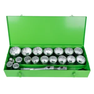 Estuche metálico de 21 vasos de 12 cantos de 1" cincado JBM 51855