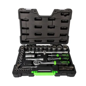 Maletín de herramientas de 74 piezas con vasos de 12 cantos de 1/2" y 1/4" cincado JBM 53074
