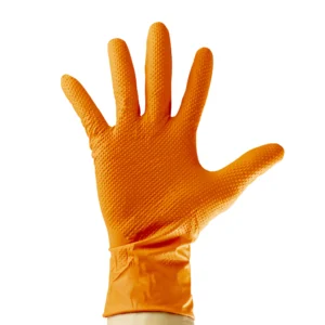 Guantes naranjas desechables de nitrilo t:l 7,0mil (100 uds.) textura diamante JBM 53552