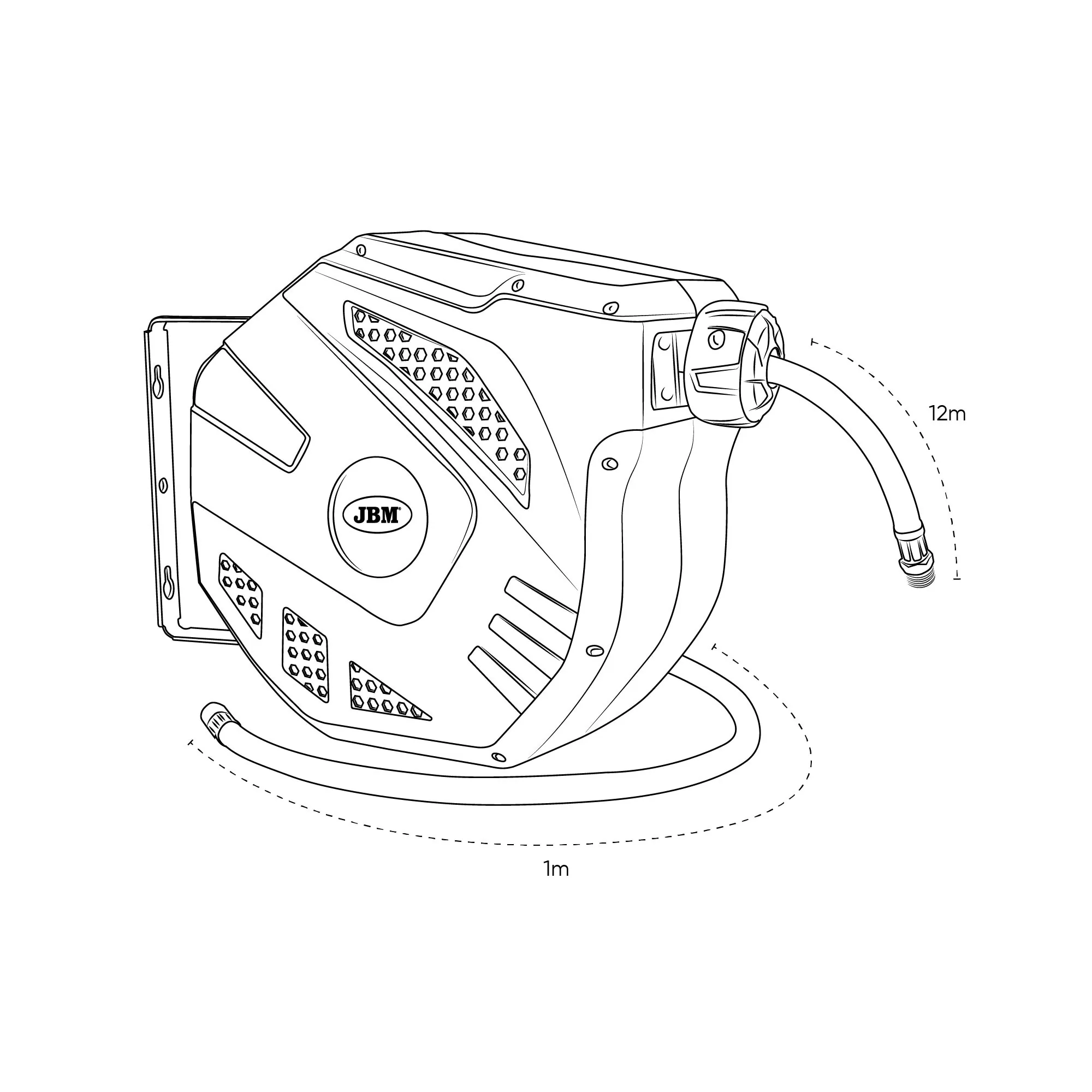 Carrete de manguera de aire 12+1m - verde JBM 53581 - Imagen 6
