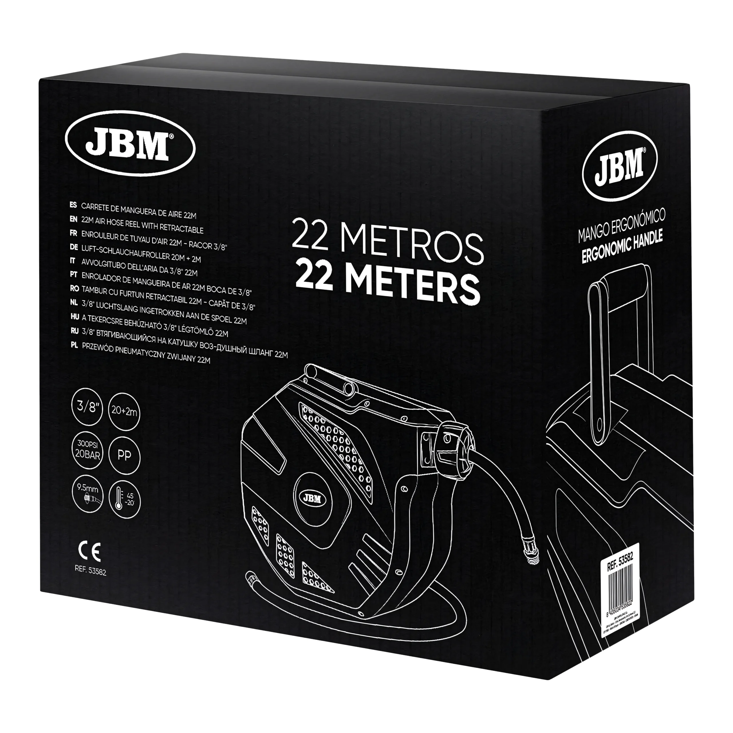 Carrete de manguera de aire 20+2m - azul JBM 53582 - Imagen 5