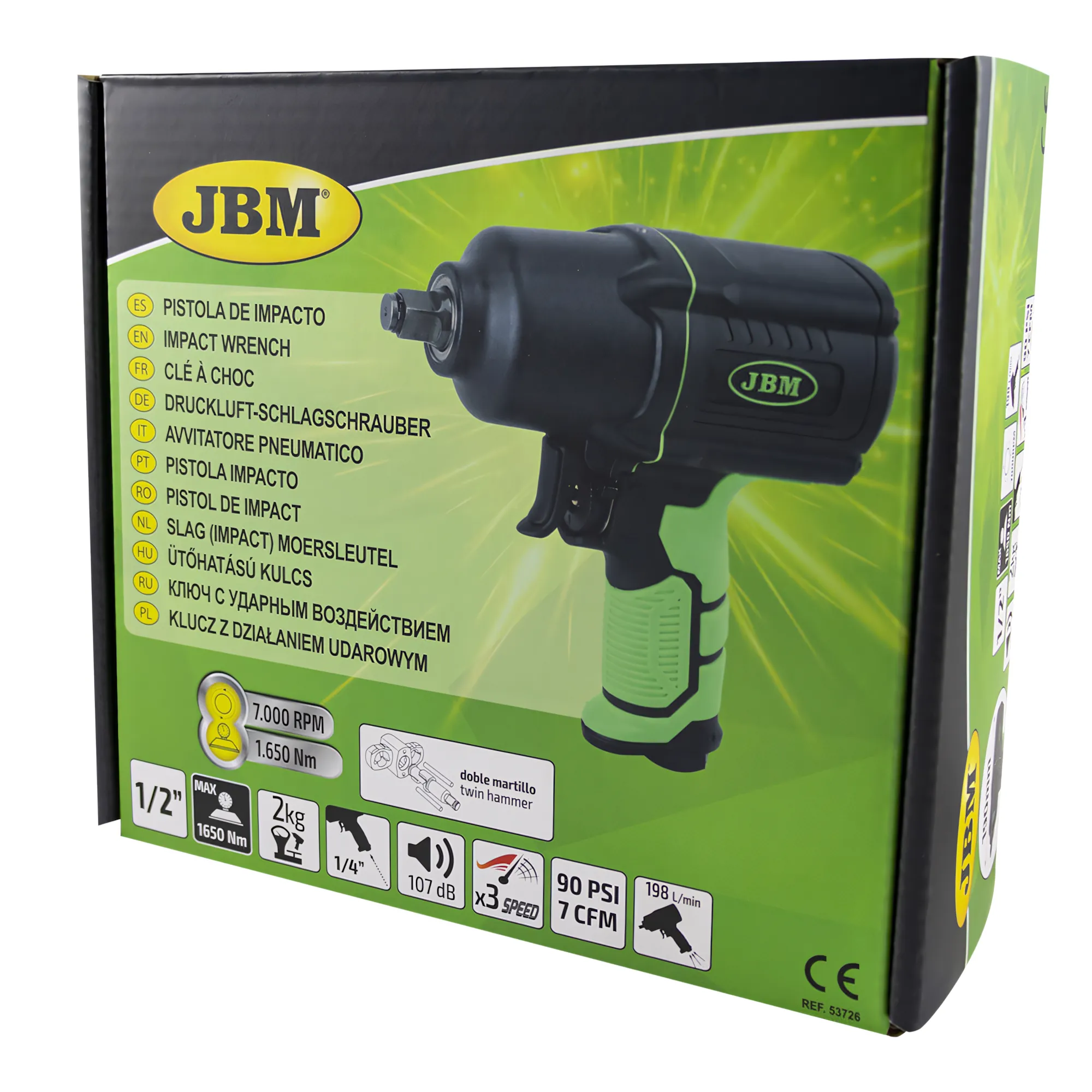 Pistola de impacto 1/2" 1650nm JBM 53726 - Imagen 4