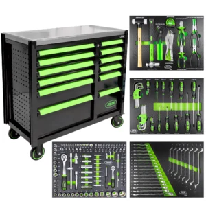 Carro de herramientas con 12 cajones - verde - armado JBM 53939