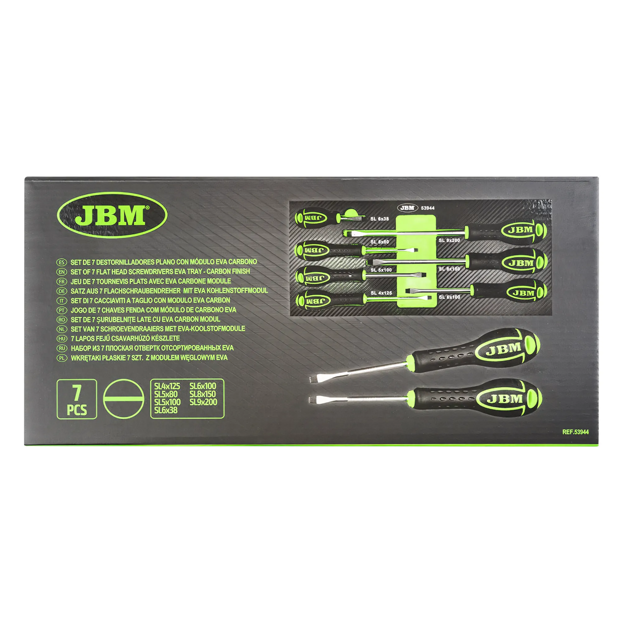 Set de 7 destornilladores plano con módulo EVA carbono JBM 53944 - Imagen 3