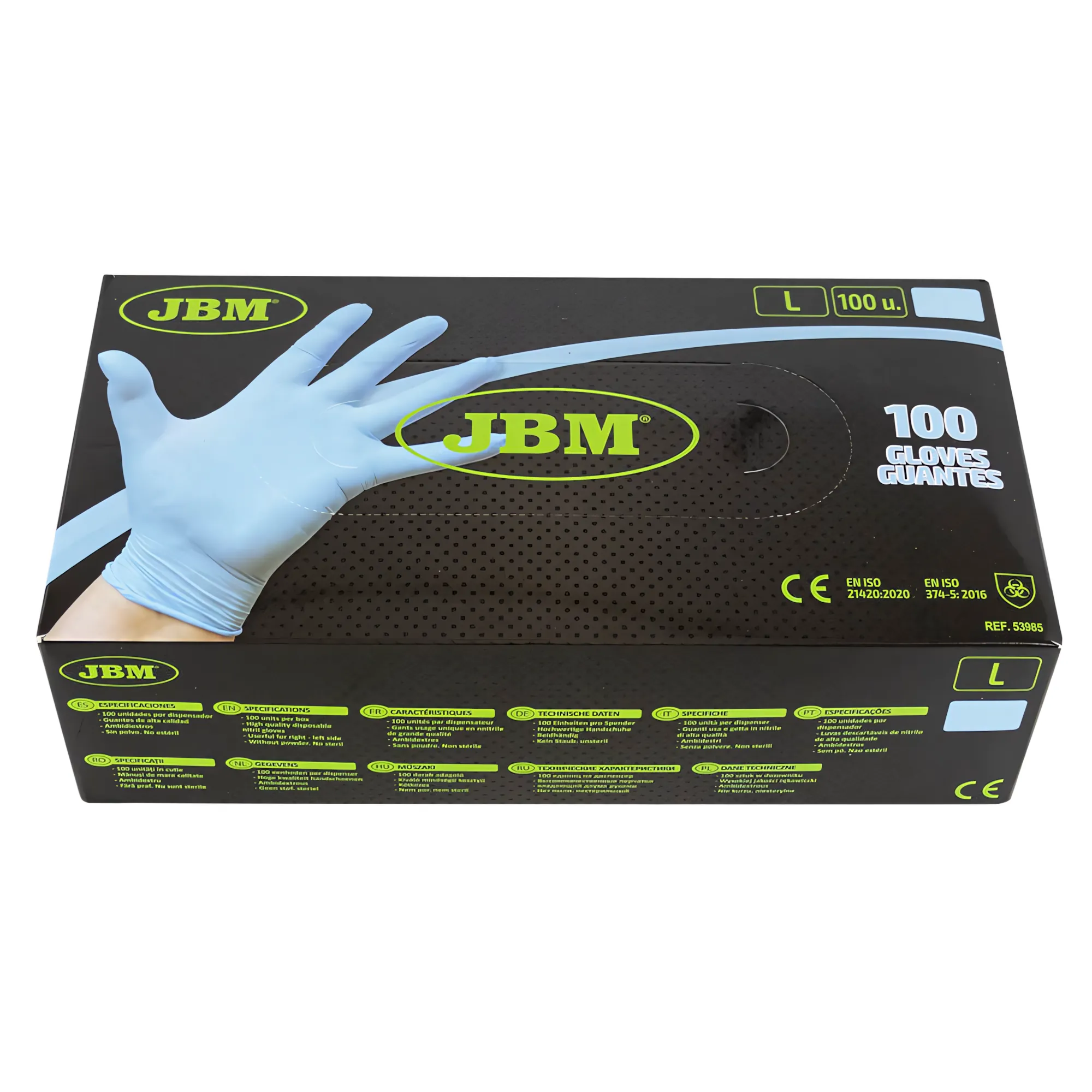 Guantes azul desechables de nitrilo talla l 3,5mil JBM 53985 - Imagen 3