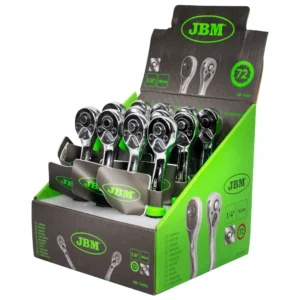 Carraca de 1/4" con cabezal de 72 dientes 145mm cromada JBM 54022 - Imagen 3