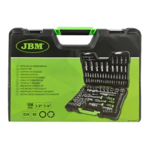 Maletín de herramientas de 108 piezas con vasos hexagonales de 1/4" y 1/2" cromado JBM 54048 - Imagen 5