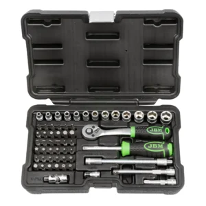 Estuche de herramientas de 56 piezas con vasos hexagonales de 1/4" cincado JBM 54105