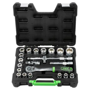 Maletín de herramientas de 22 piezas con vasos hexagonales de 1/2" cincado JBM 54108