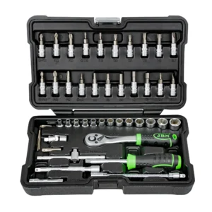 Estuche de herramientas de 46 piezas con vasos hexagonales de 1/4" cincado JBM 54109