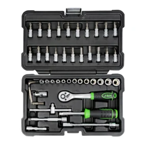 Estuche de herramientas de 46 piezas con vasos hexagonales de 1/4" cincado JBM 54109 - Imagen 3