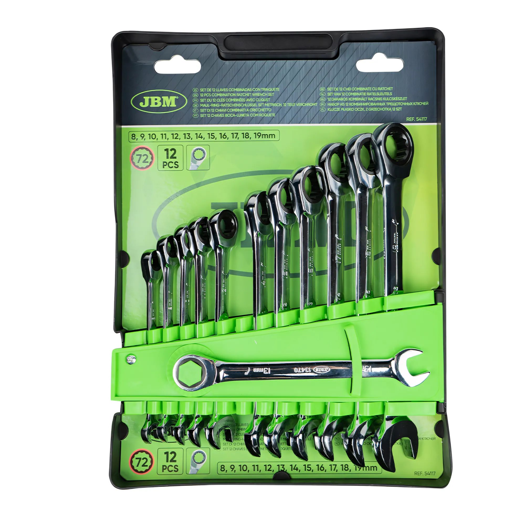 Set de 12 llaves combinadas con trinquete JBM 54117