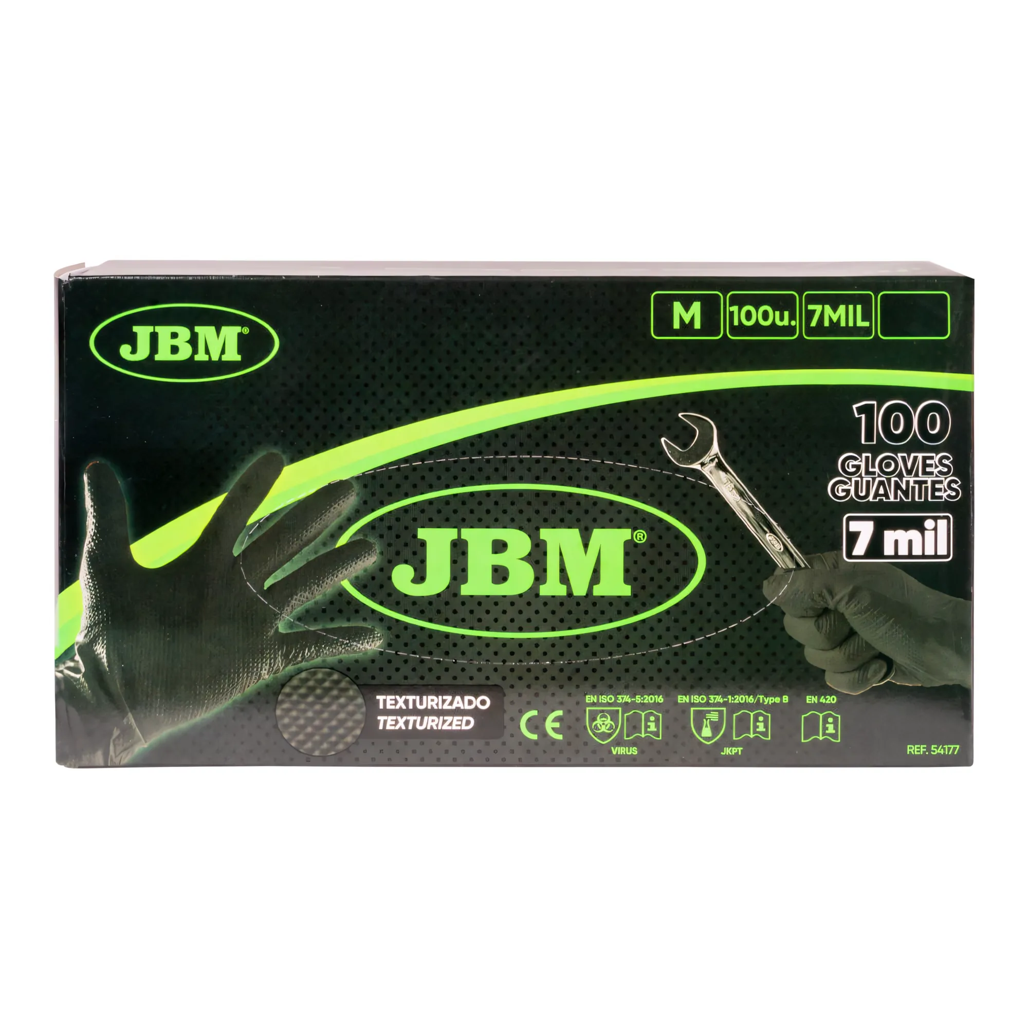 Guantes negros desechables de nitrilo t:m 7,0mil (100 uds.) textura diamante JBM 54177 - Imagen 2