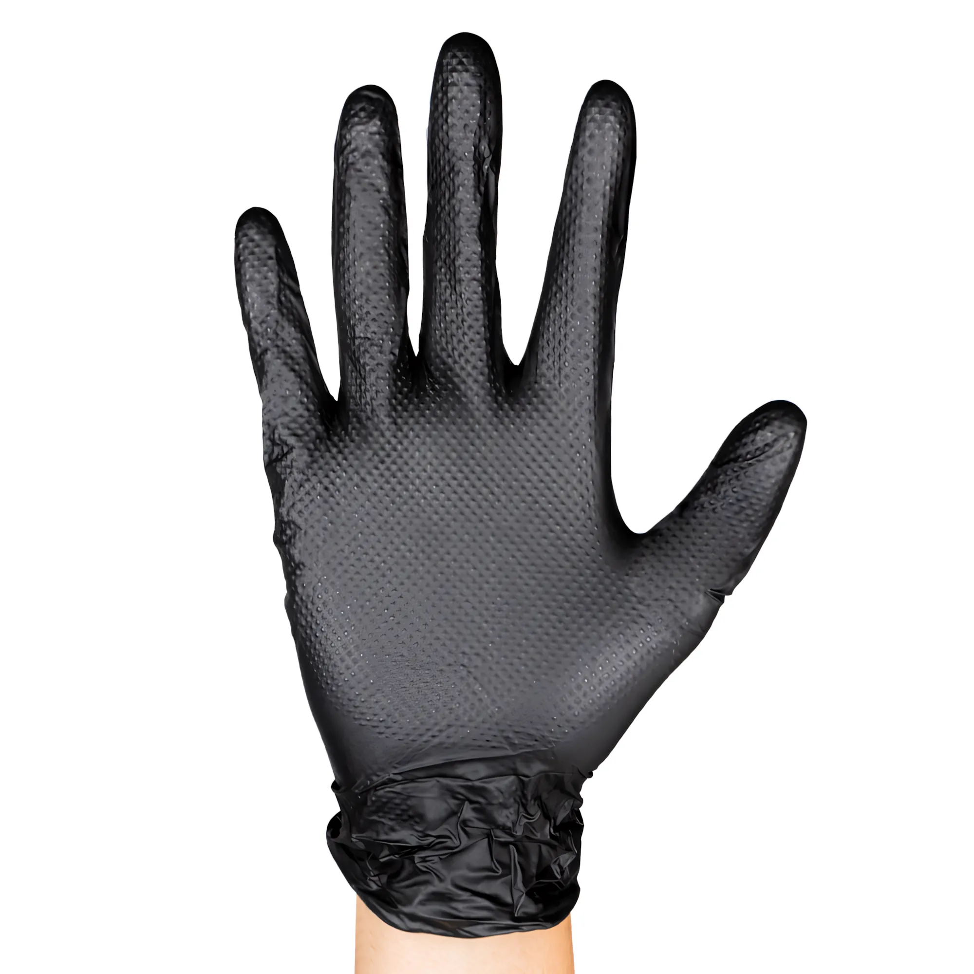 Guantes negros desechables de nitrilo t:l 7,0mil (100 uds.) textura diamante JBM 54178