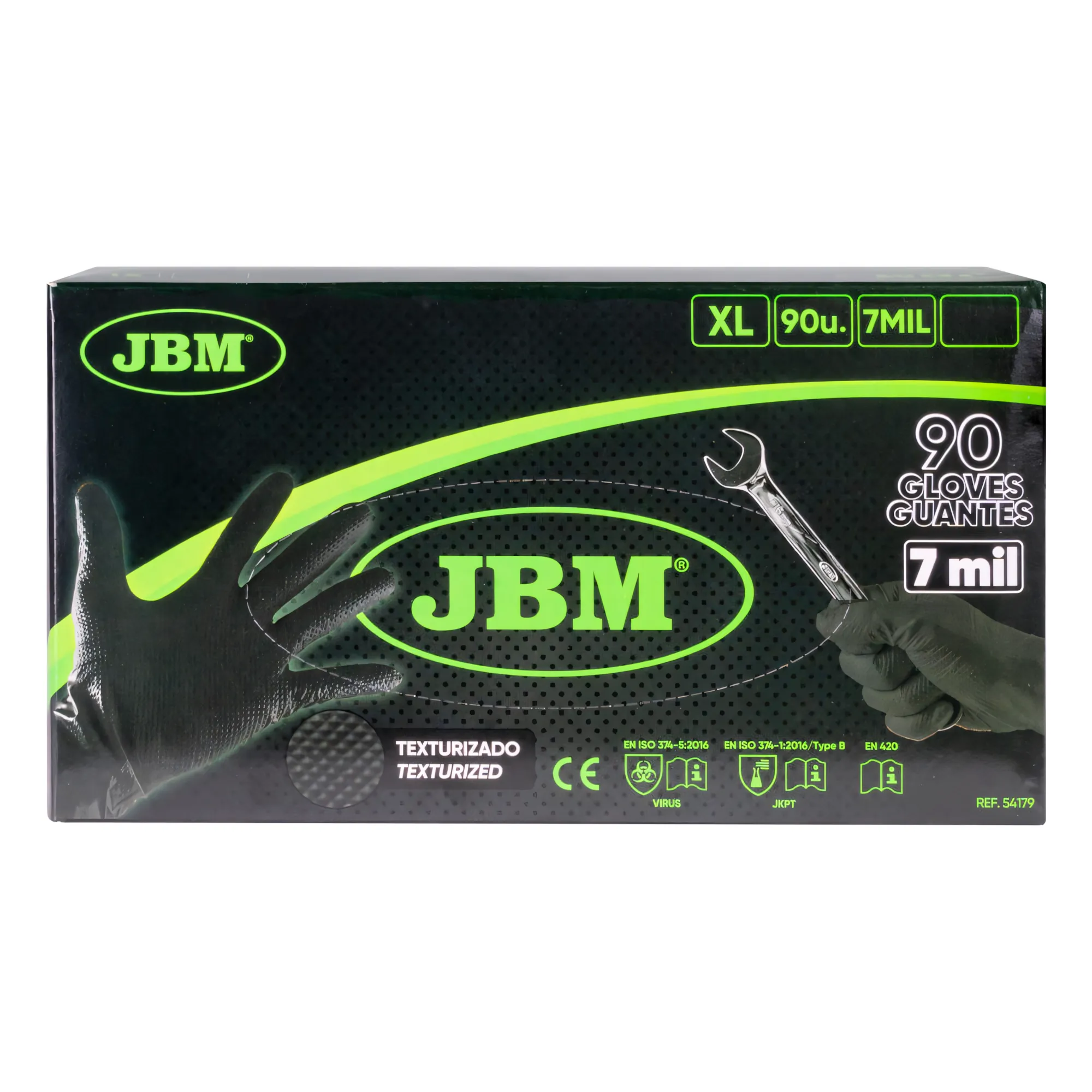 Guantes negros desechables de nitrilo t:xl 7,0mil (100 uds.) textura diamante JBM 54179 - Imagen 2