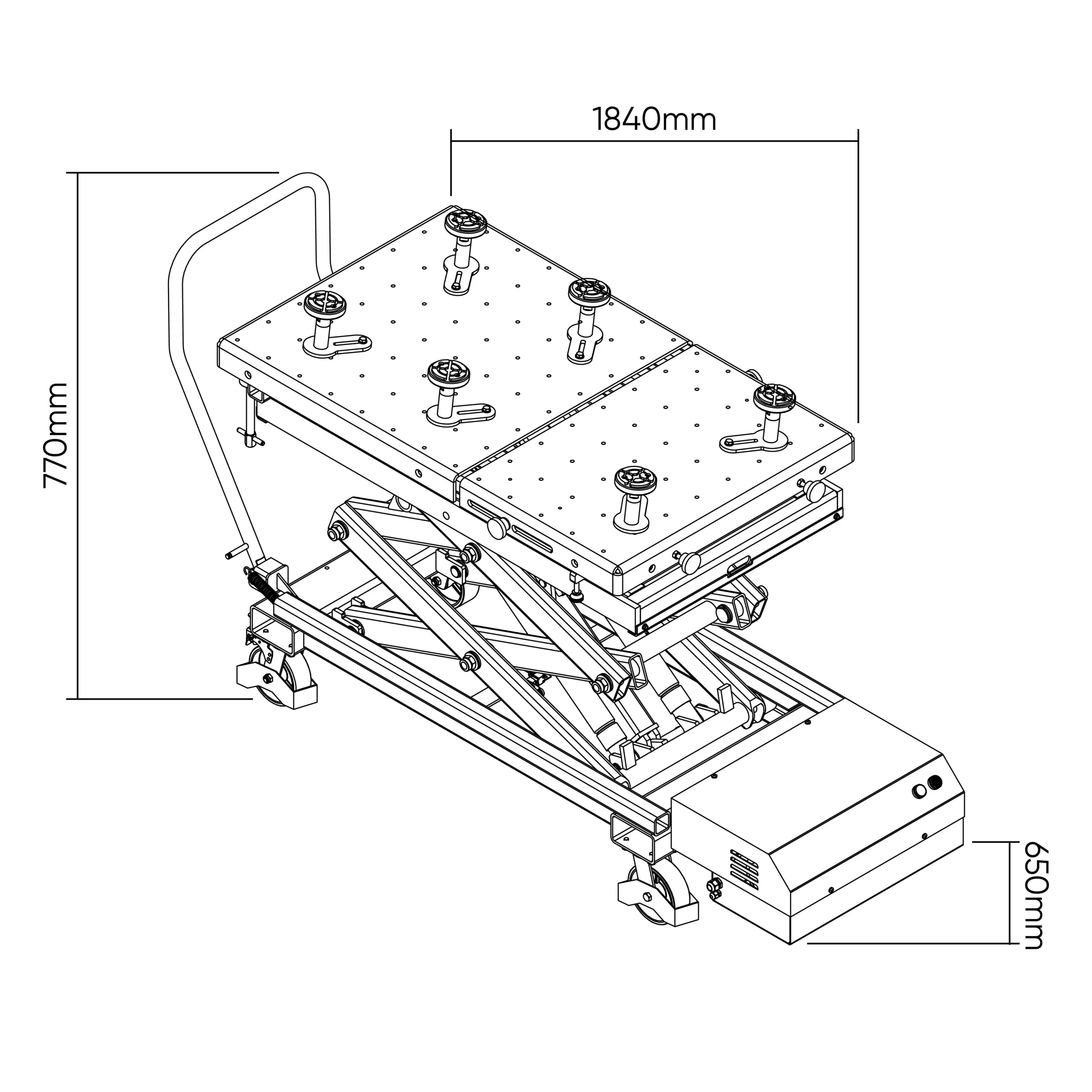 Mesa hidráulica para baterías de vehículos eléctricos 1200kg JBM 54386 - Imagen 5
