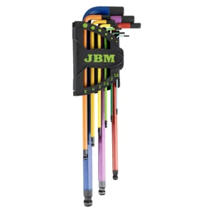 Set de 9 llaves allen de colores con punta redonda extralargas JBM 54531