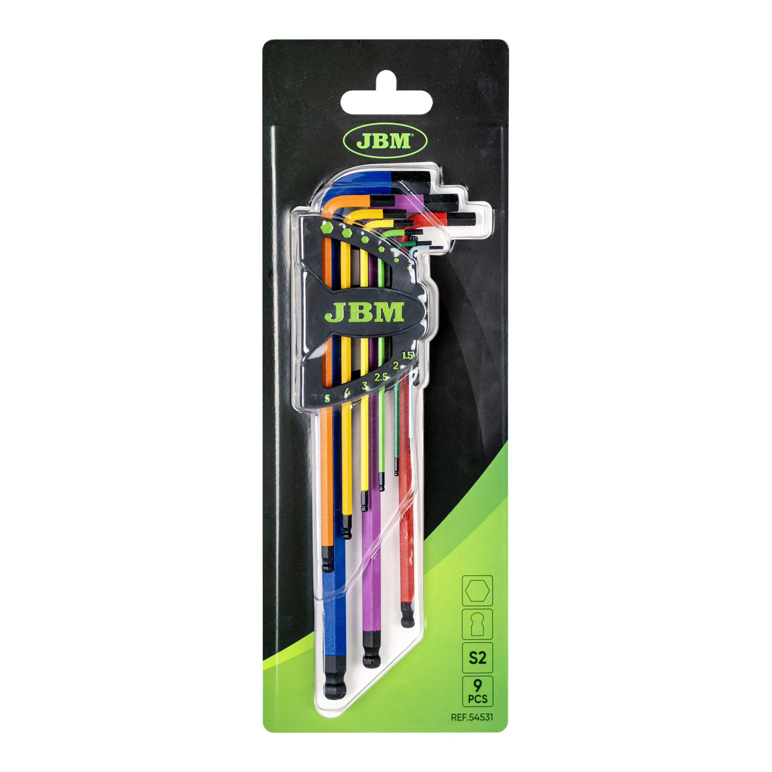Set de 9 llaves allen de colores con punta redonda extralargas JBM 54531 - Imagen 4