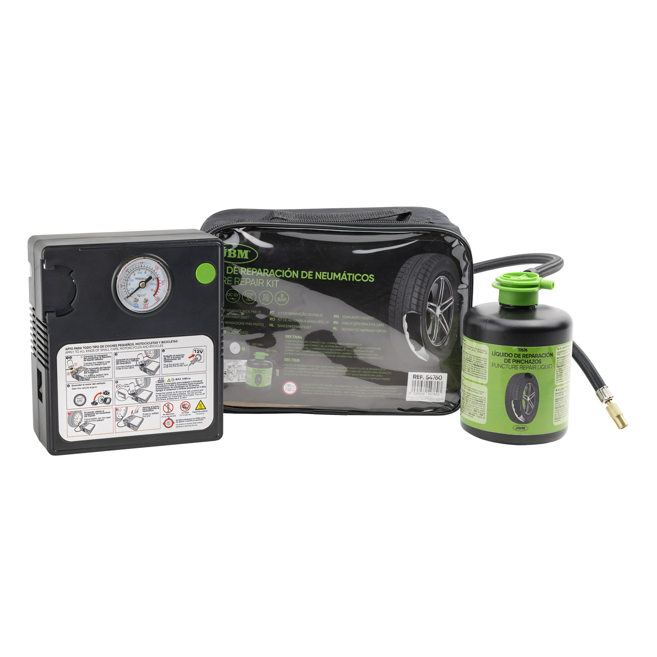 Kit sellador de pinchazos - líquido y compresor de aire JBM 54760 - Imagen 2