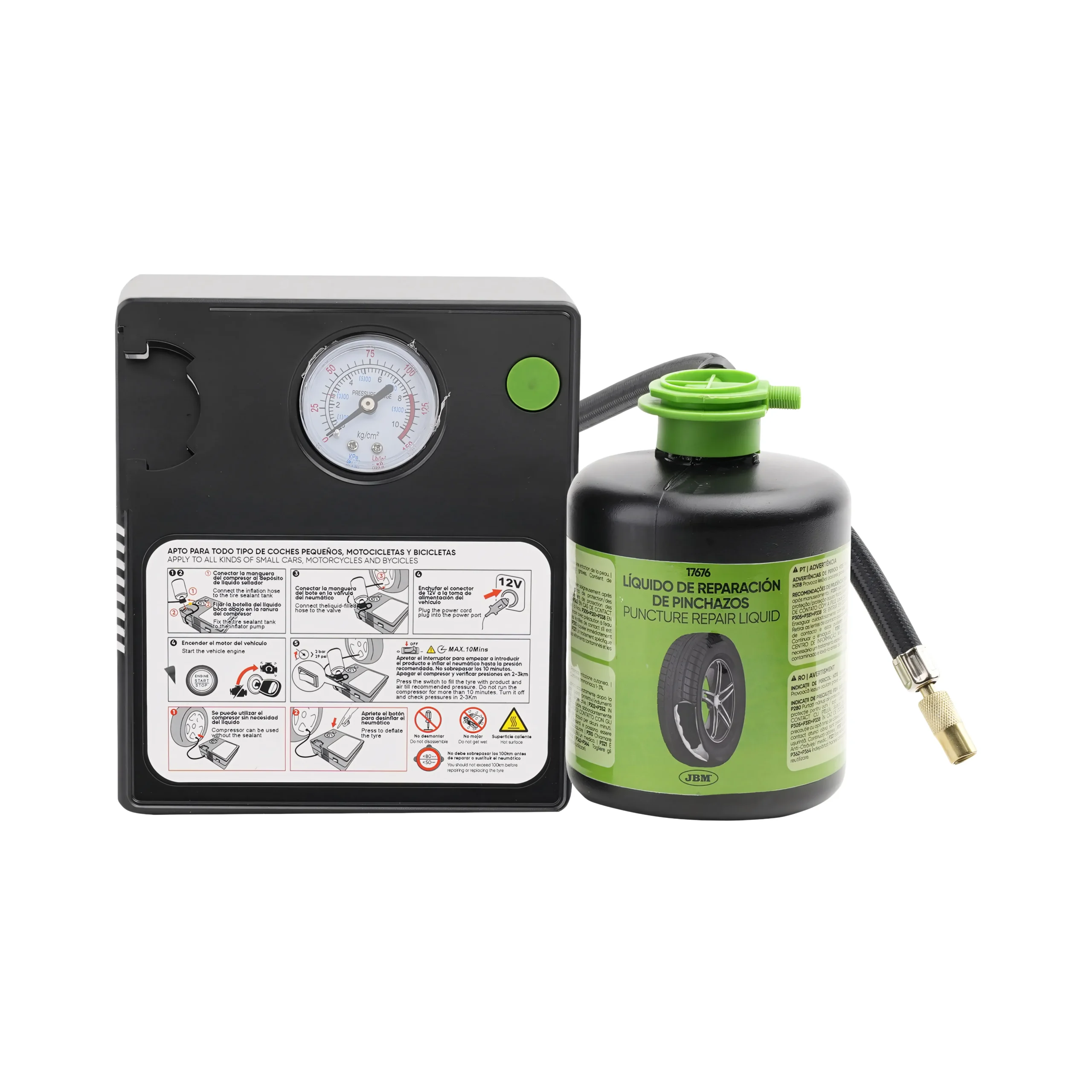 Kit sellador de pinchazos - líquido y compresor de aire JBM 54760 - Imagen 4