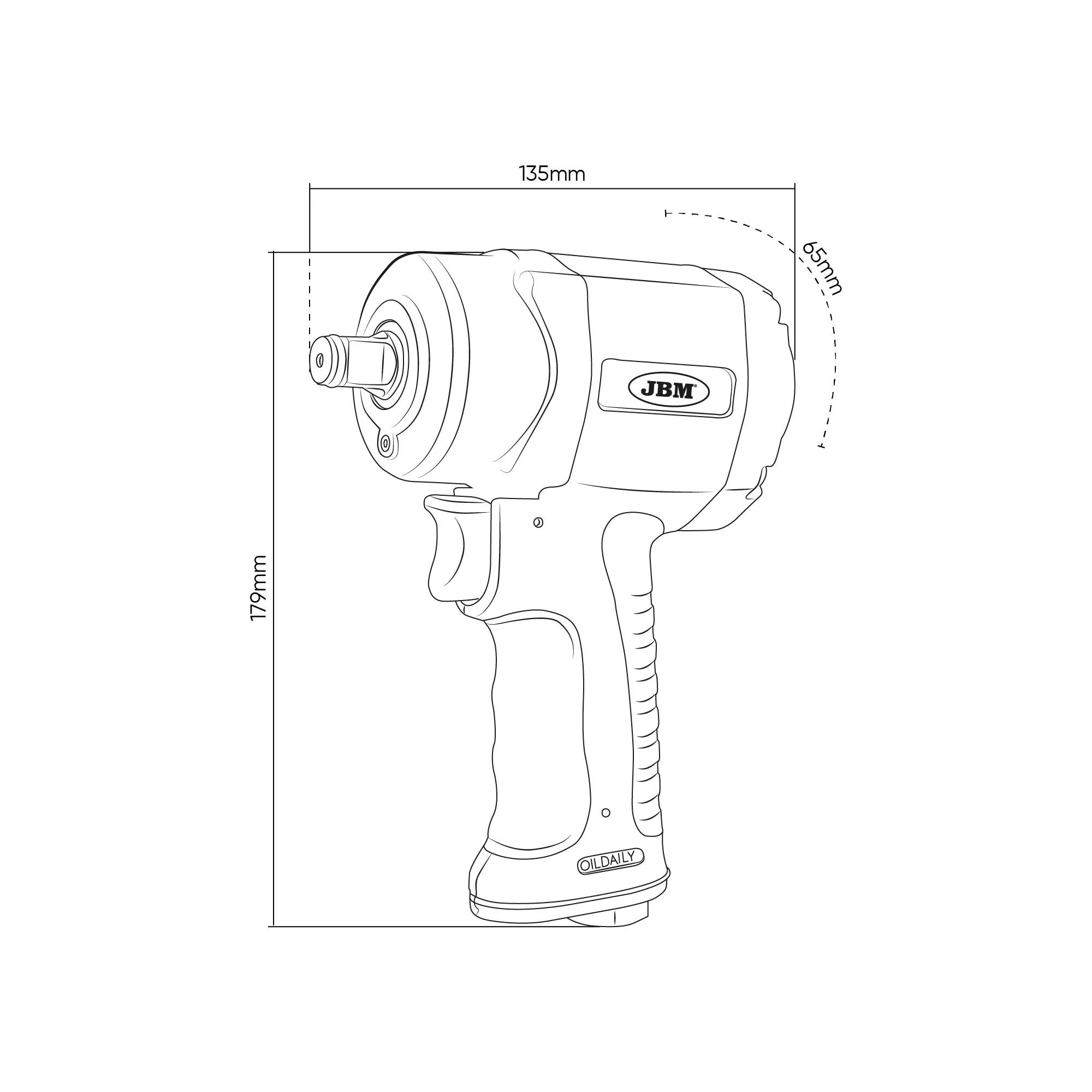 Pistola de impacto mini 1/2" 1200nm JBM 54770 - Imagen 7