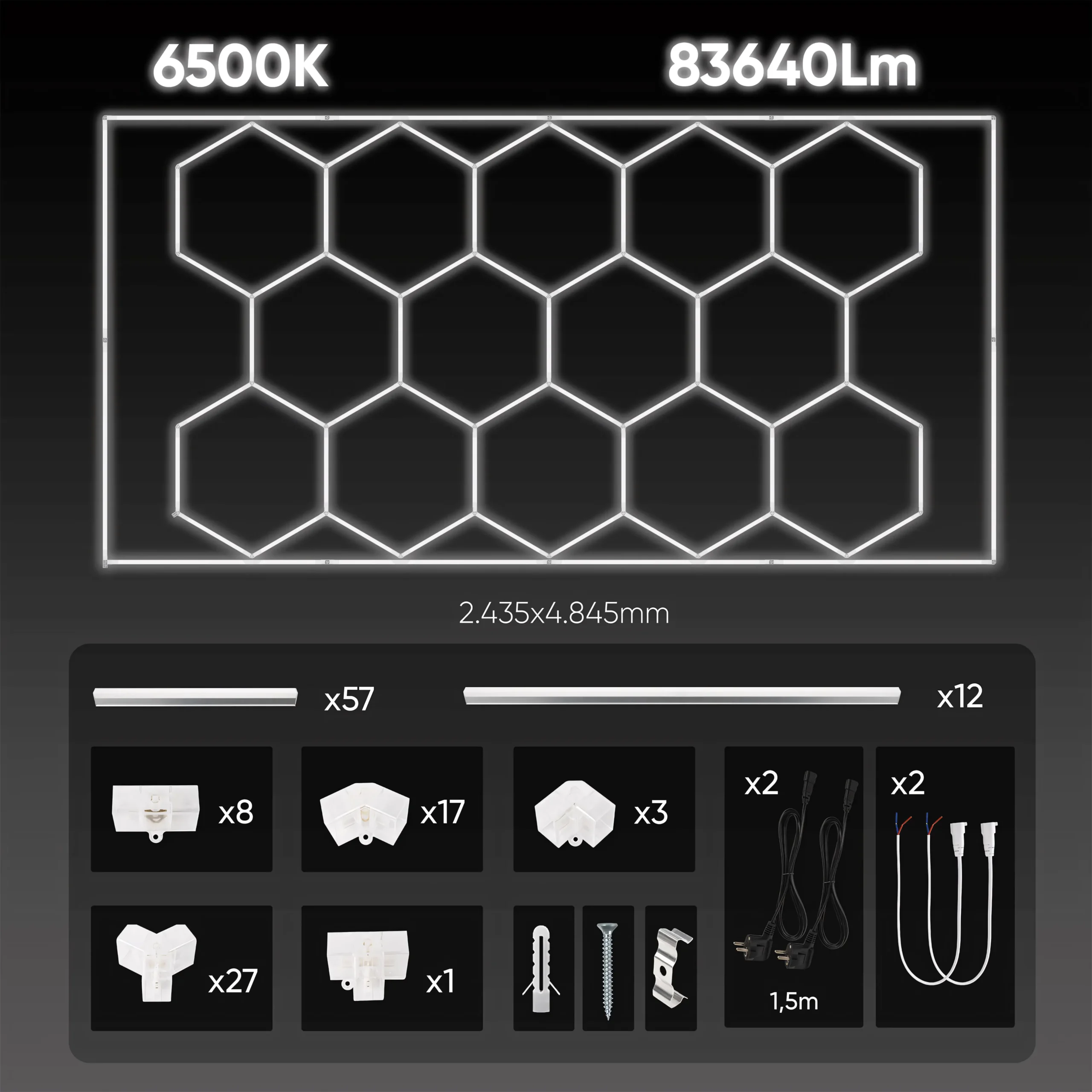 Set de luces LED hexagonales para techo JBM 54805 - Imagen 6