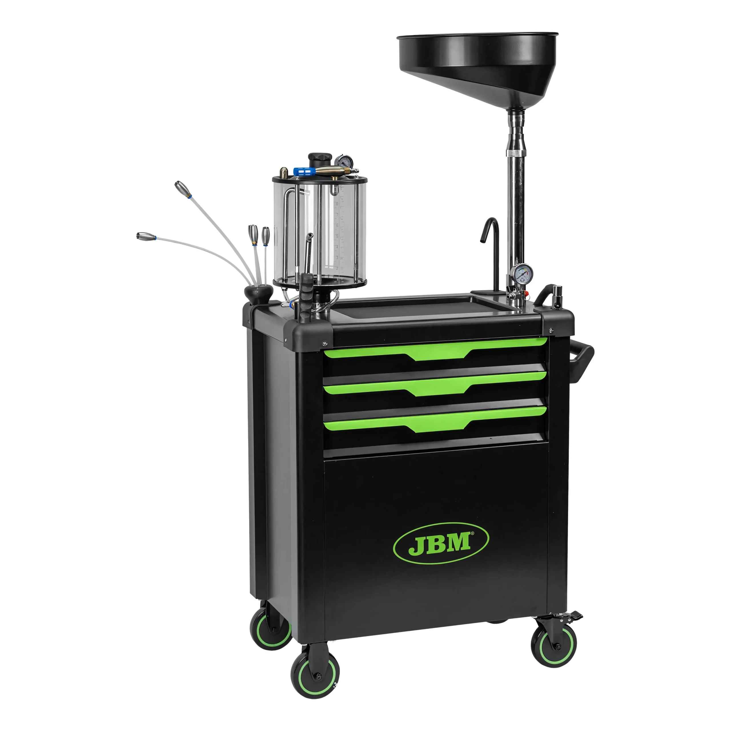 Carro recogedor de aceite con sistema de aspiración y compartimentos JBM 55049