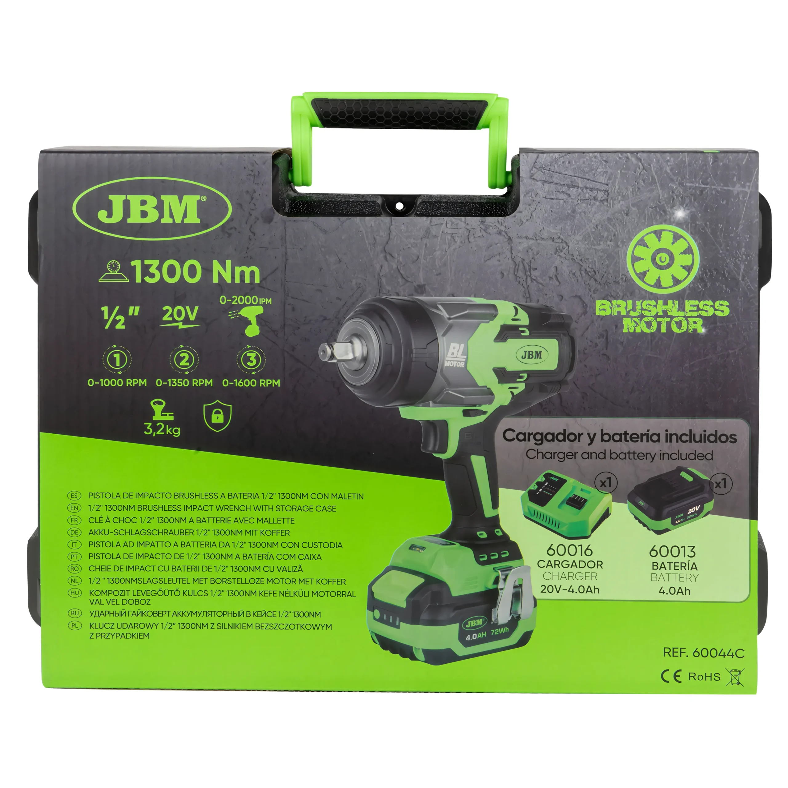 Pistola de impacto brushless a batería 1/2" 1300nm con maletín JBM 60044C - Imagen 5