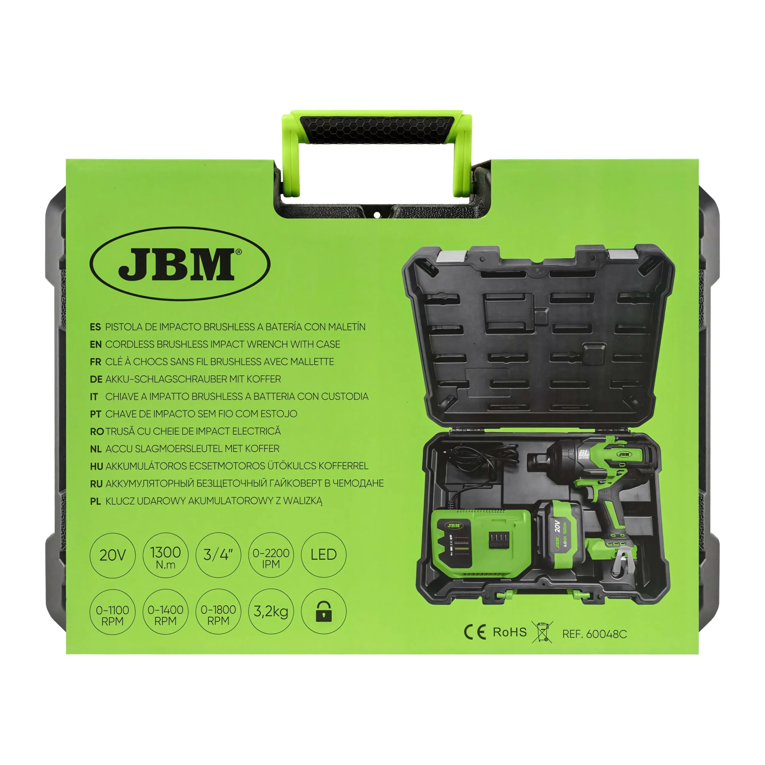 Pistola de impacto brushless a batería 3/4" 1800nm con maletín JBM 60048C - Imagen 5