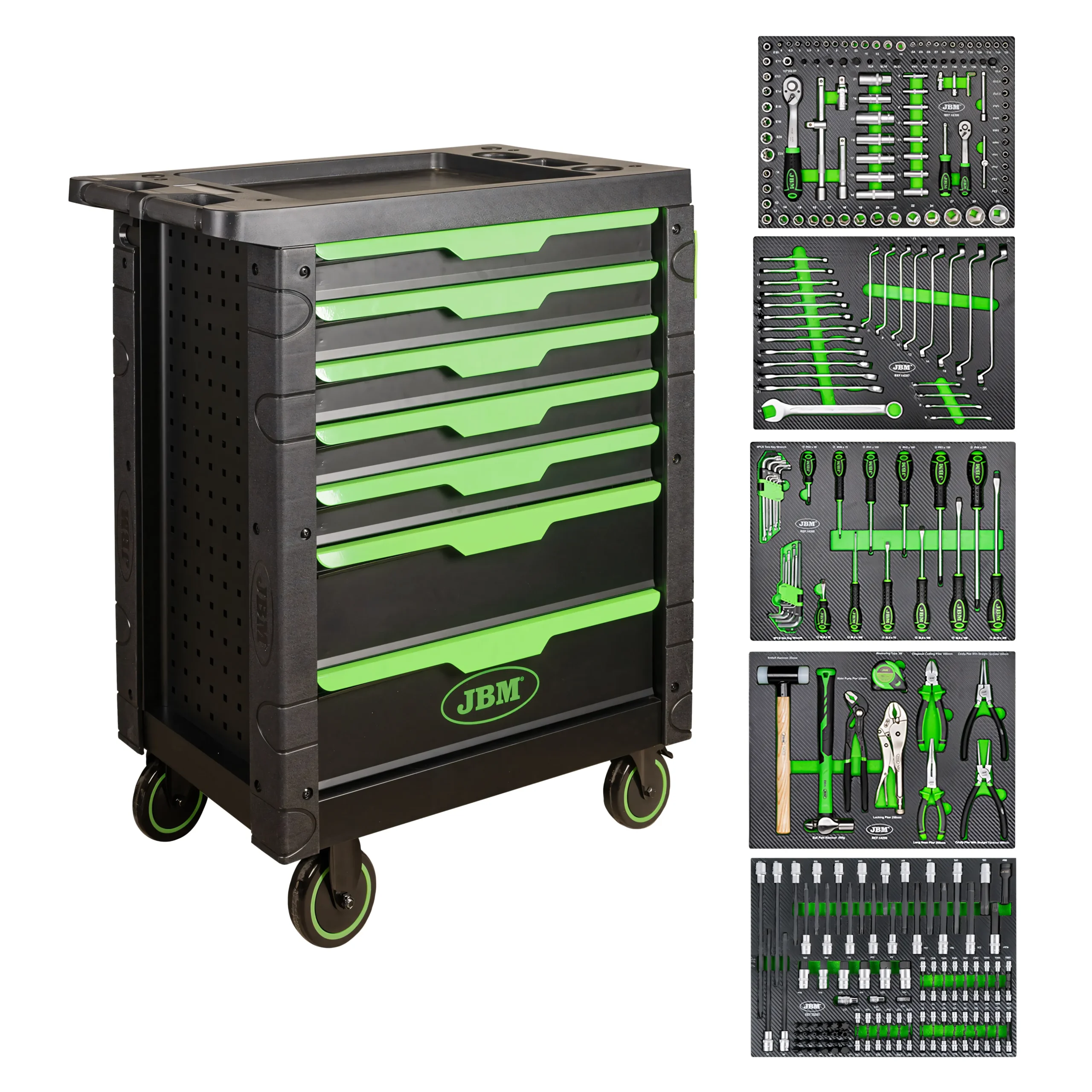Carro de herramientas de 7 cajones equipado con 276 piezas JBM SERIE489
