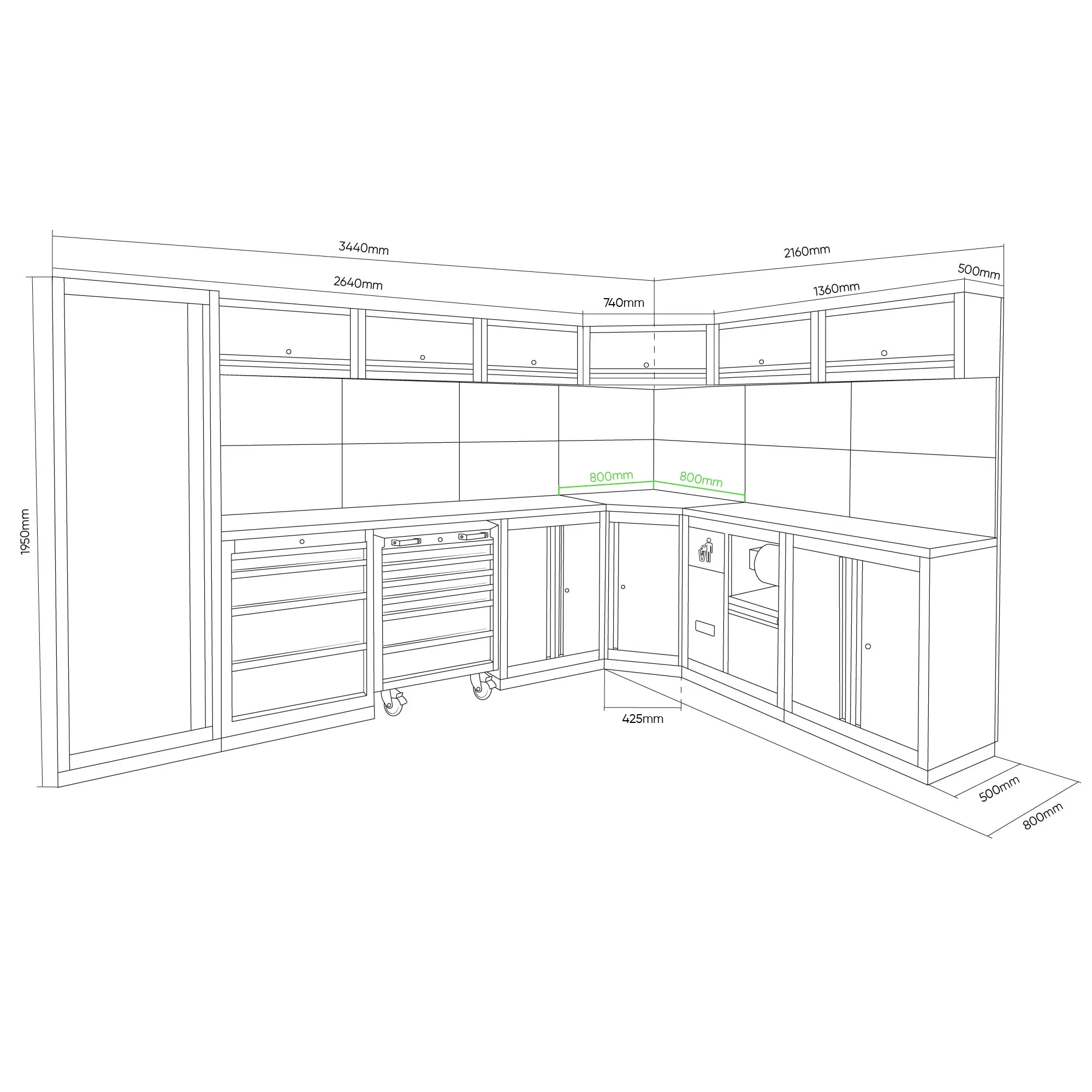 Conjunto de muebles modulares (43pcs) - completo JBM SERIE565 - Imagen 4